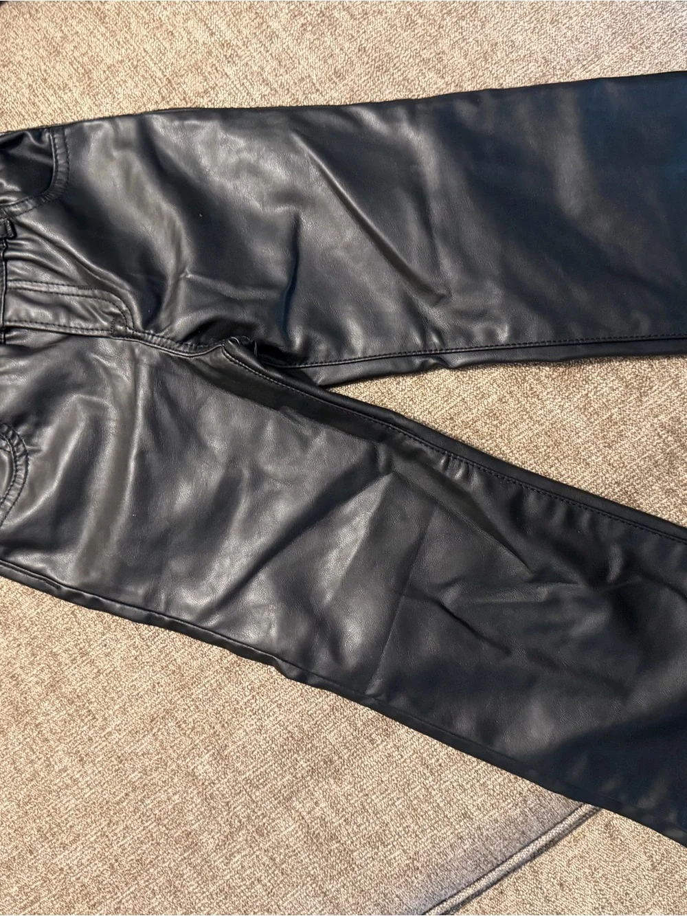 GAP Men's Black Faux Leather Straight-Leg Pants